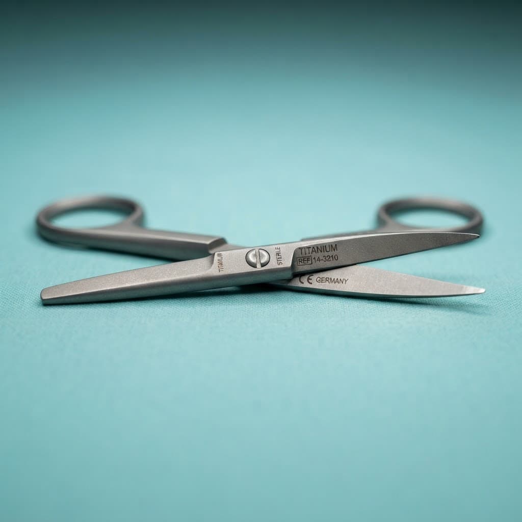 Precision dissection scissors on a teal drape